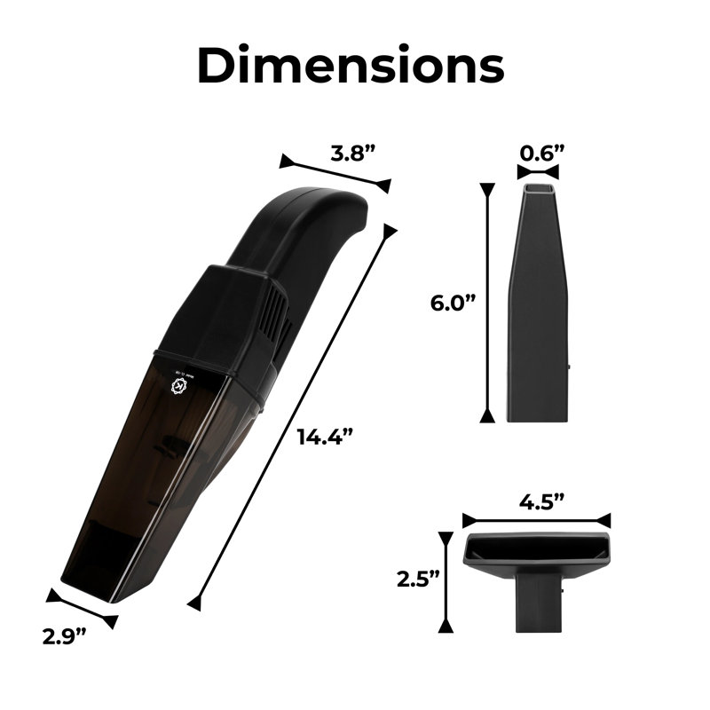KOBOT Portable Handheld Wand Vacuum Cleaner, HEPA Filter, 2pc Accessory Pack, Rechargeable Battery, Black