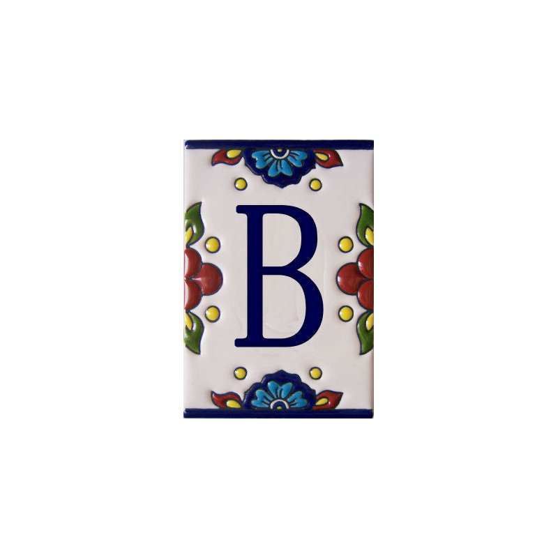 TalaMex Mexican Talavera Mission Tile House Letter B