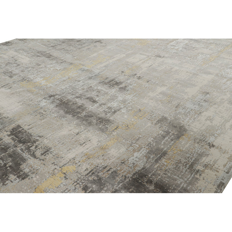 Rug & Kilim’S Oversized Abstract Rug In Silver-Gray And Beige-Brown Patterns