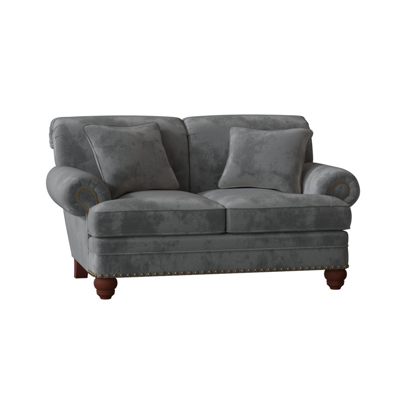 Spratt Loveseat, Peyton Navy Performance Twill, Manhattan, Light Brass