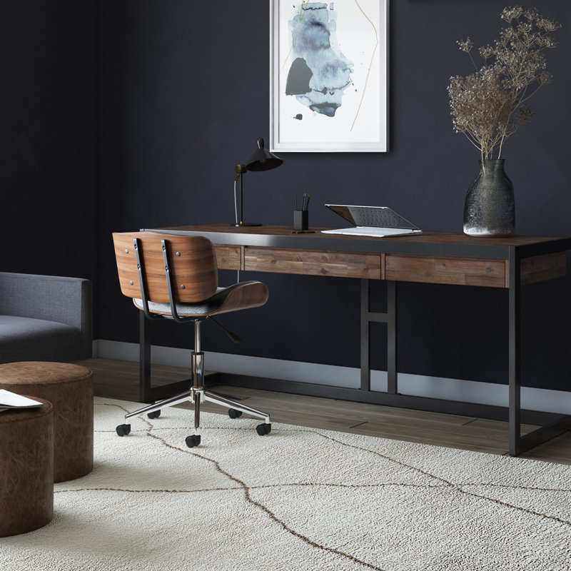 Grand bureau - Brun naturel vieilli rustique, Brun / Gris, H 31 po x l 72 po x P 24 po