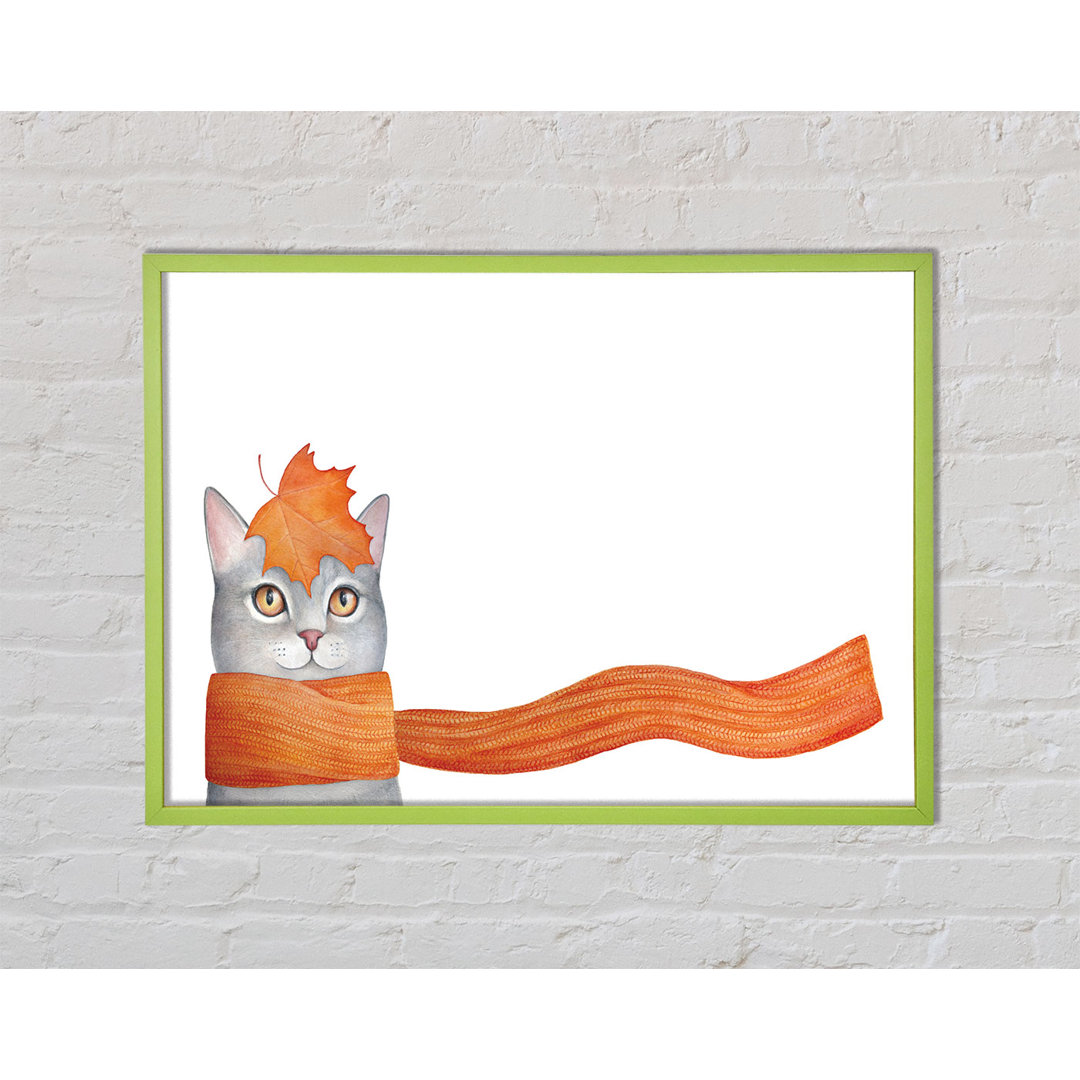 Gerahmtes Poster Arpitha Cat With An Orange Scarf