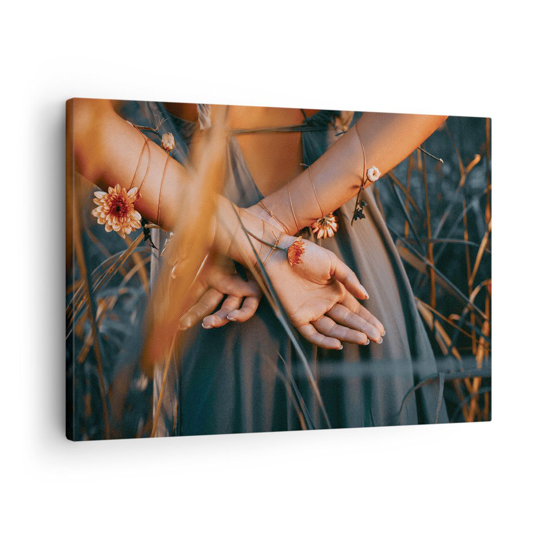 Leinwandbild Woman Hands Meadow