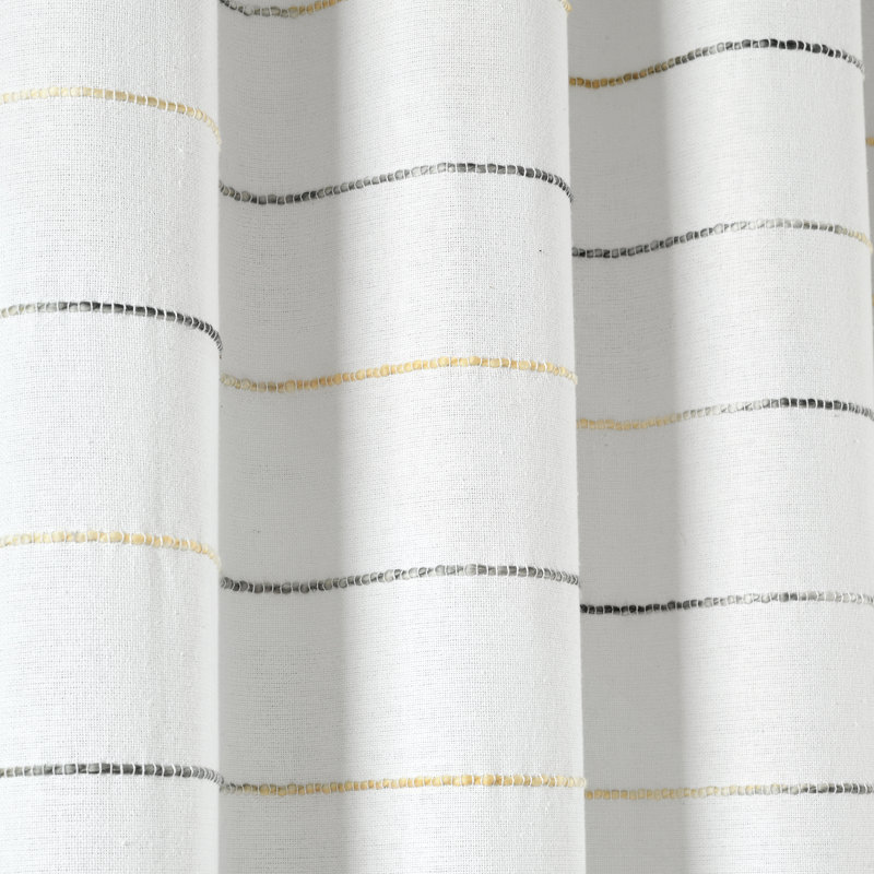Paire de rideaux semi-transparents Reyna, l 40 po x L 84 po, Jaune/gris
