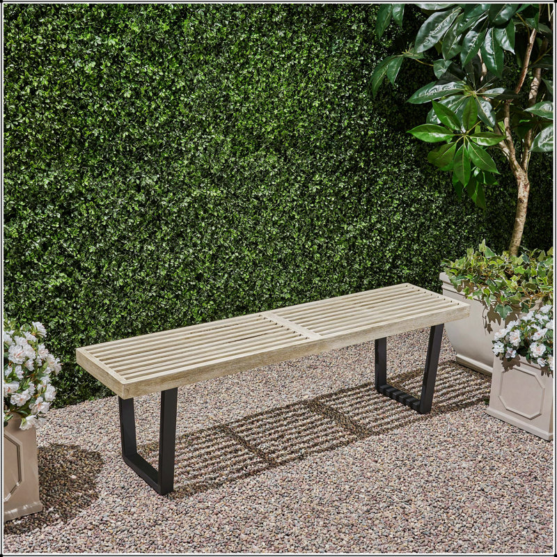 Banc d'extérieur durable en métal et en bois massif, parfait pour les rassemblements de patio et les sièges élégants