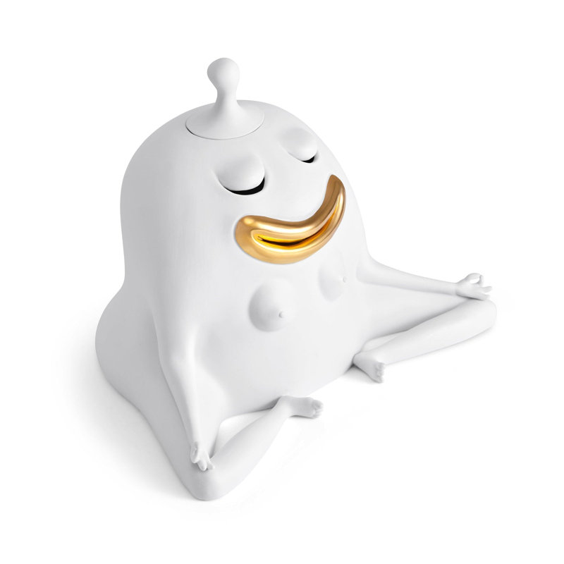 Haas Meditator Incense Holder - White + Gold