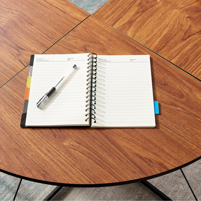 Foldable Modular L-Shaped Steel Writing Desk, Brown