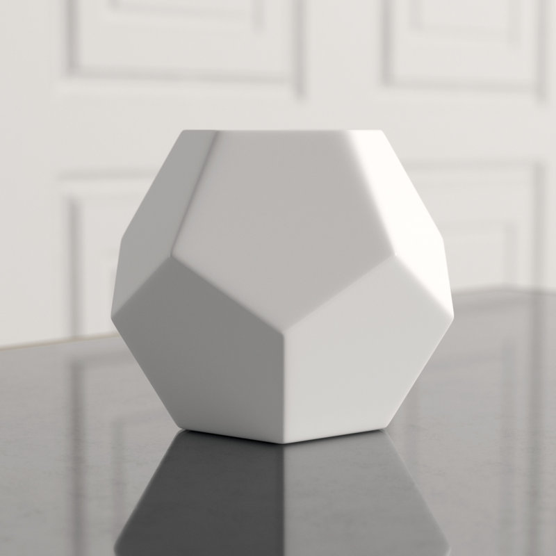 Faceted Table Vase, 8" H x 10" W x 10" D, White