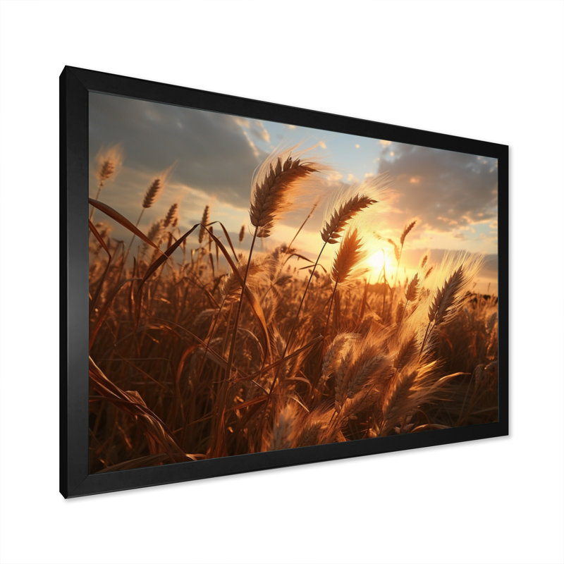 Fleurs sauvages au coucher du soleil, récolte tranquille I, H 30 po x l 40 po x P 1,5 po, Cadre simple noir