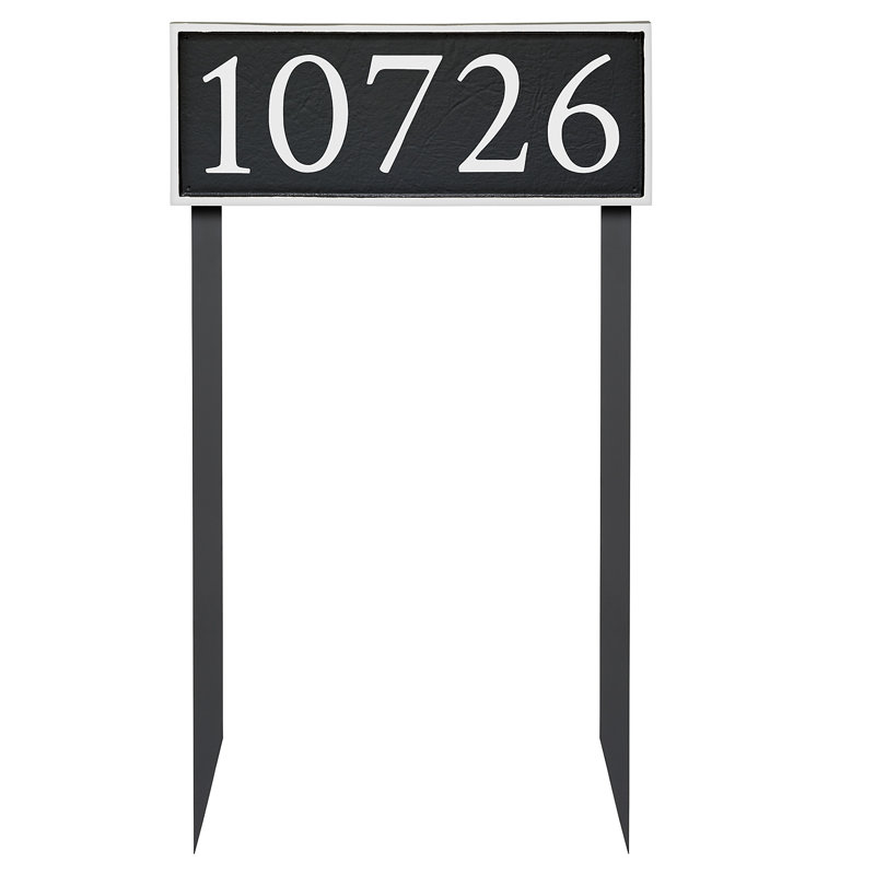 Serif 1-Line Lawn Address Sign, White, Copper, Yes
