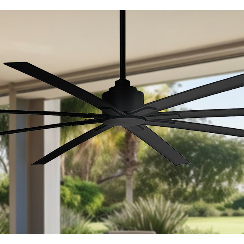8 - Blade Outdoor Standard Ceiling Fan with Remote Control, 84" Wide, Coal