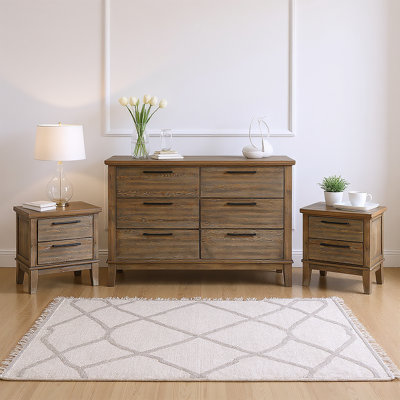 Ensemble de chambre à coucher en bois avec commode et 2 pièces Cagney