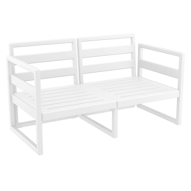 Causeuse d'extérieur Lane avec coussins Sunbrella, Blanc, Toile granit Sunbrella®