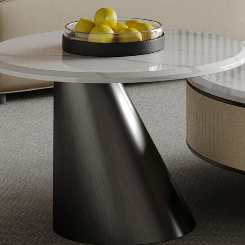 Table basse ronde en marbre clair de luxe léger, H 12,99 po x L 35,43 po x l 35,43 po