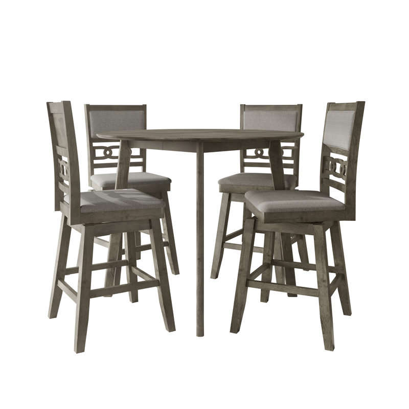 Ensemble de salle à manger 5 pièces à hauteur de comptoir avec chaises pivotantes et table ronde de 45 pouces, gris foncé
