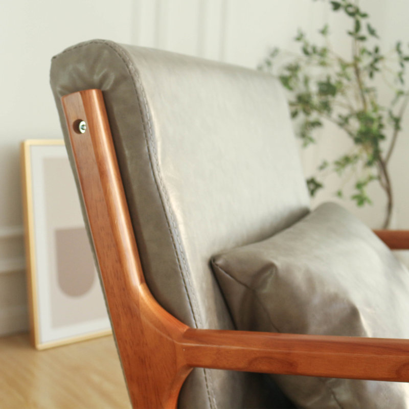 Ihar Faux Leather Accent Chair, Gray Faux Leather