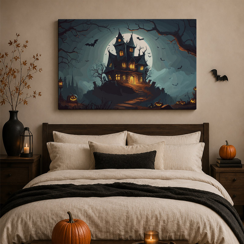 Art mural sur toile Spooky Haunted Mansion, H 20 po x l 30 po