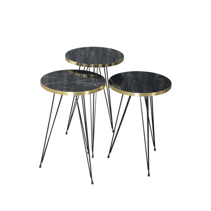 Laila 14cm Console Table, Black Marble