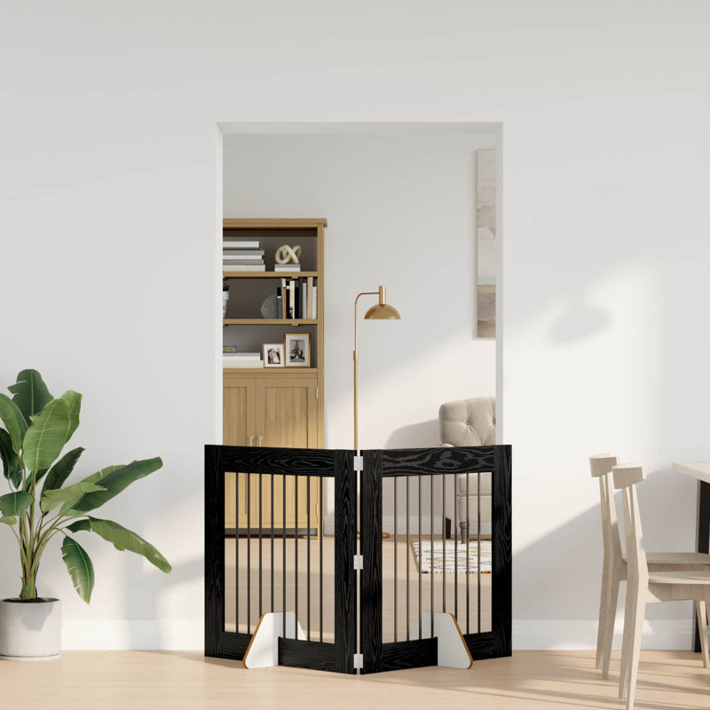 Pet Crate, 80cm H x 120.5cm W x 34cm D, Black Oak