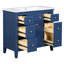 de salle de bain de 4 pouces avec lavabo en résine, 6 tiroirs, 2 armoires - Structure moderne en bois massif autoportant, bleu