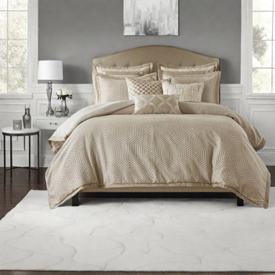 Ensemble de literie pour très grand lit élégant en jacquard de polyester 9 pièces, confort moderne