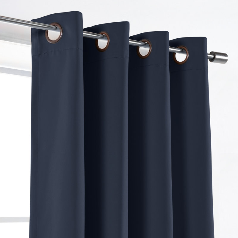 Schaeffer Solid Blackout Thermal Grommet Curtain Panels, Navy, 52" W x 63" L