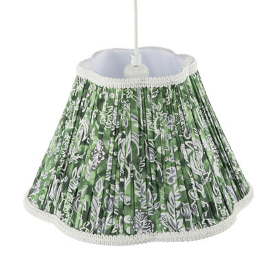 22cm H Fabric Empire Pendant Shade ( No Direct Attachment Method ) in Green