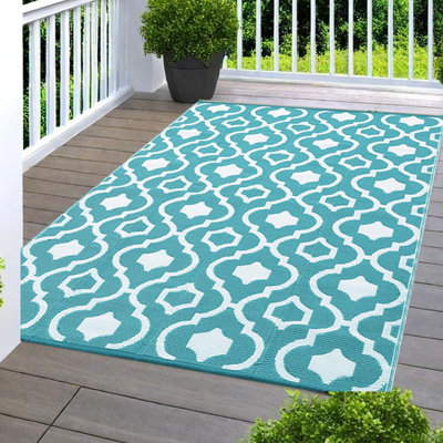 Tapis d'extérieur 6 po x 9 pi, tapis extérieur imperméable et réversible, tapis de paille en plastique durable pour le camping, le pique-nique et le balcon, noir et brun