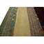Tapis rayé vert / beige en laine noué à la main