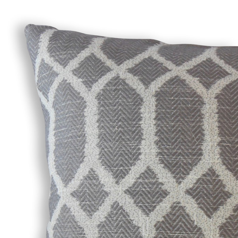 Coussin Qadr, Coussin décoratif, 18 po x 18 po, Gris / blanc