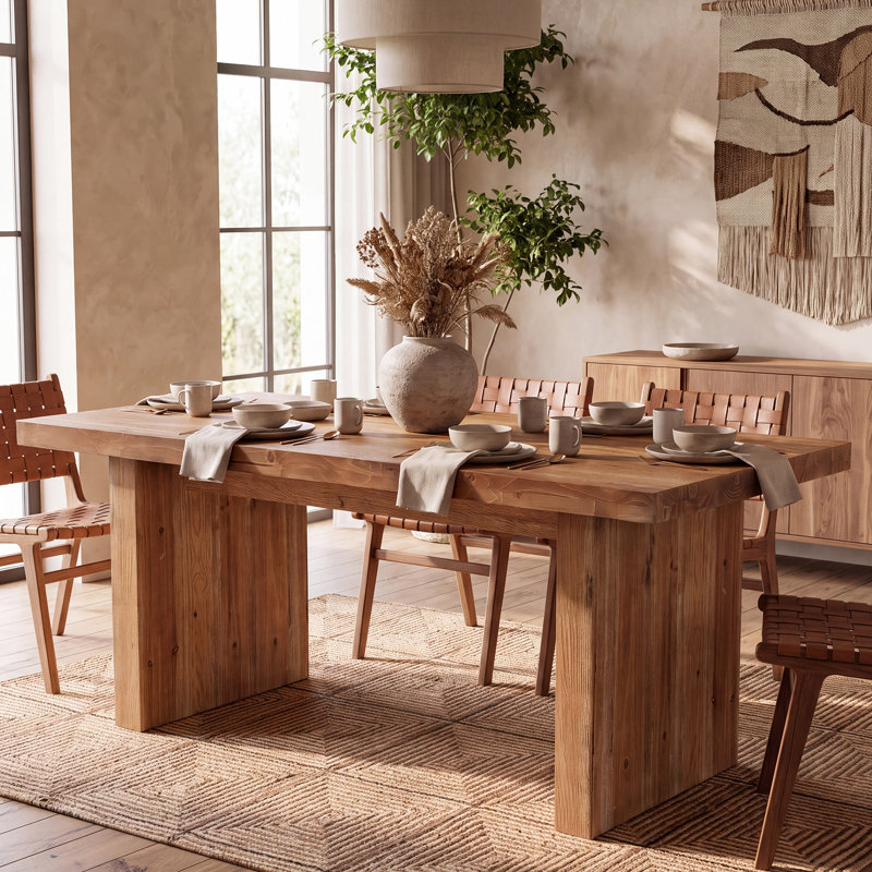 63-Inch Solid Wood Rectangular Dining Table
