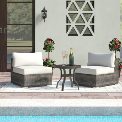 Wicker Sectional Armless Seats - Grey