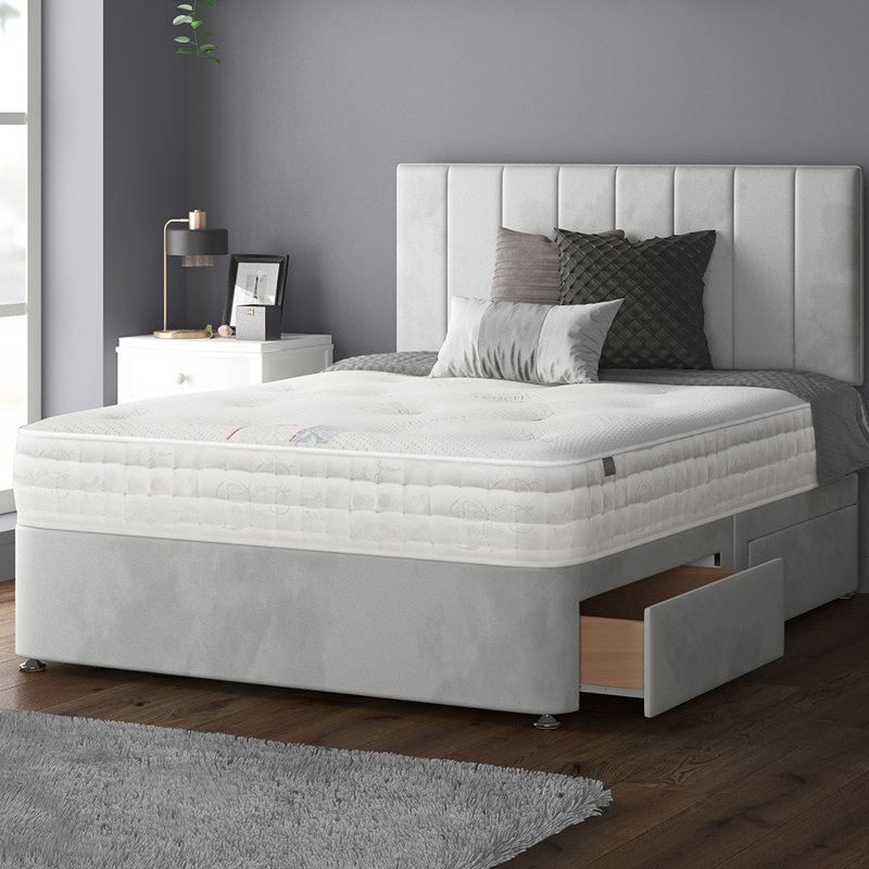 Ohioville Divan Bed Base, Silver, Single (3'), 2 Right Drawers