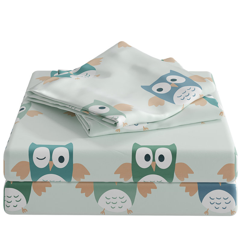 Kids Sheet Set, Soft Microfiber Bedding, Cozy & Breathable, Wrinkle Free Easy Care Bed Sheets, Owls
