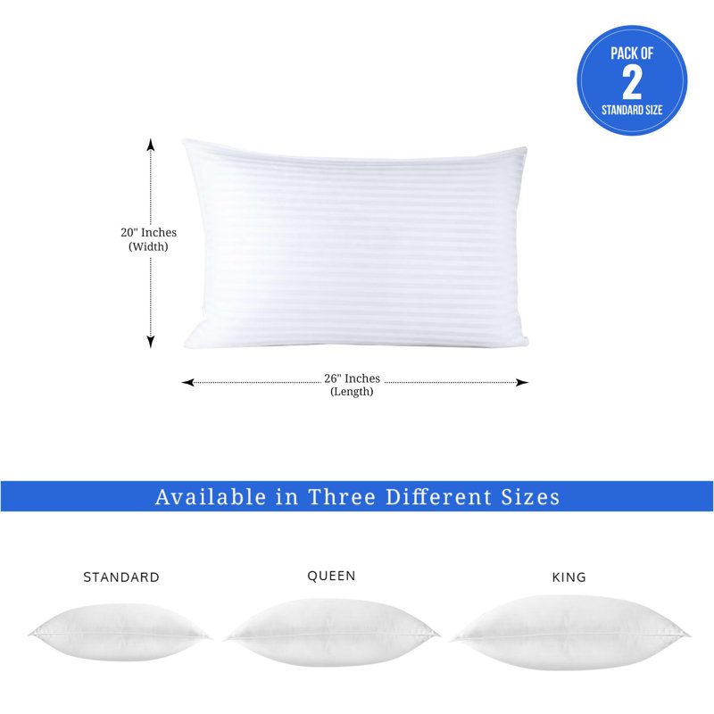 Covers&all Bed Pillows for Sleeping, Breathable Microfiber Pillow (Pack of 2) for Side Sleepers, Back & Stomach Sleepers, Standard Size Pillows Breathable & Washable Neck Support Pillows,26"L x 20"W