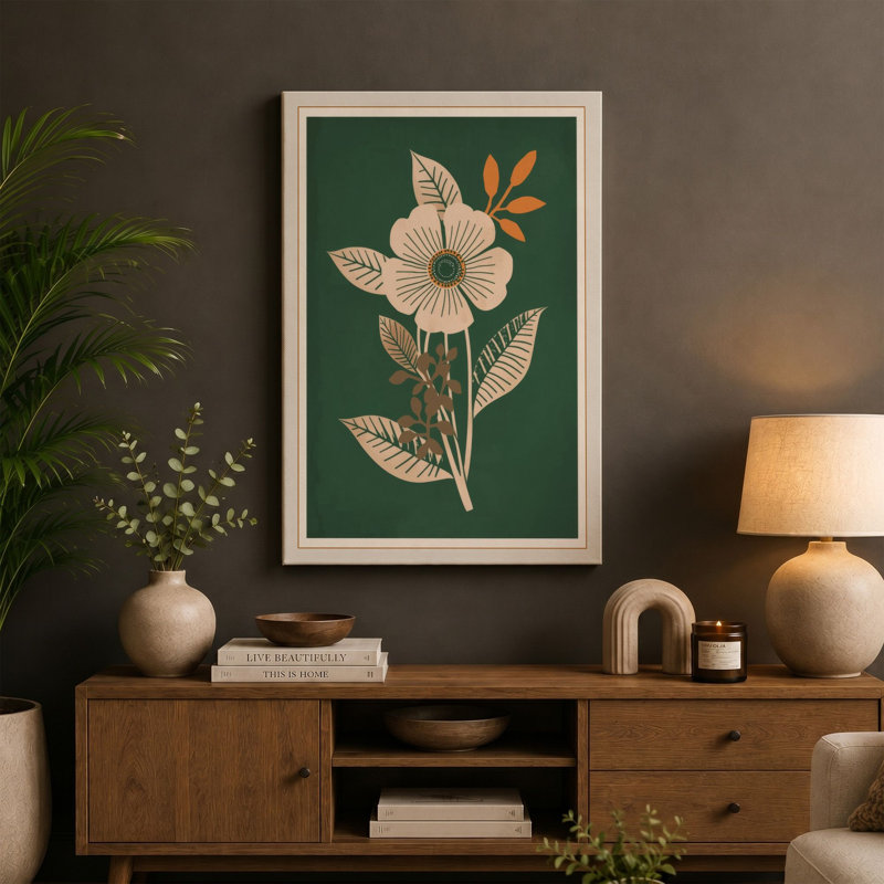 Single Stem in Gold Botanical - Wrapped Canvas, 24x16 - 61.0 x 40.6 cm, White Border
