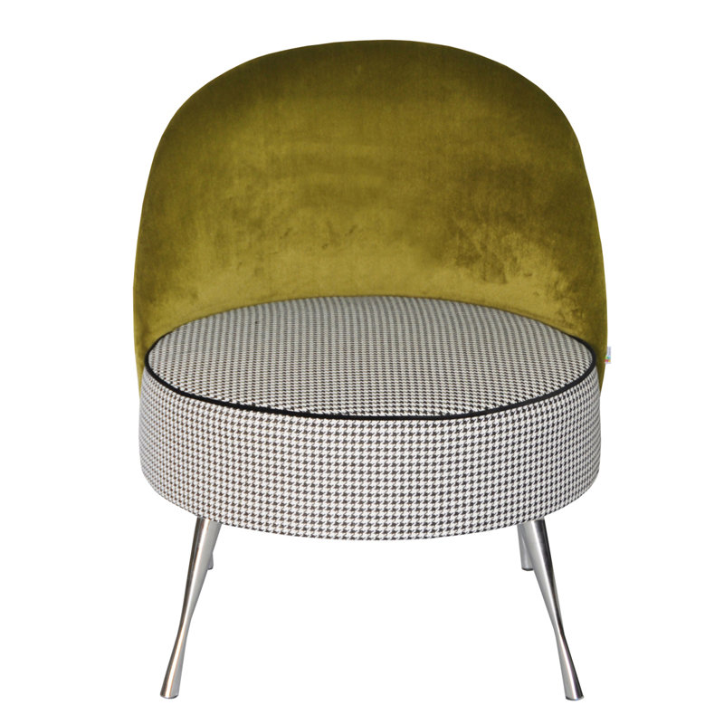 Pepi Velvet Accent Chair, White/Green