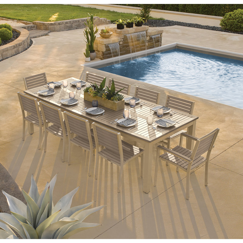 Travira 103" Long Tekwood Outdoor Dining Table, Teakwood Vintage