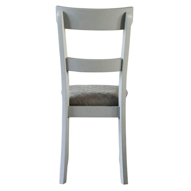 Gray Ladderback Side Chair with Tufted Fabric Seat, Set of 2