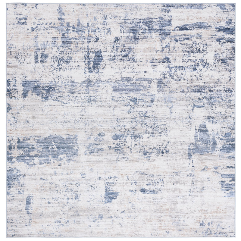 Tapis beige / bleu Malibu 944, Carré 6 pi