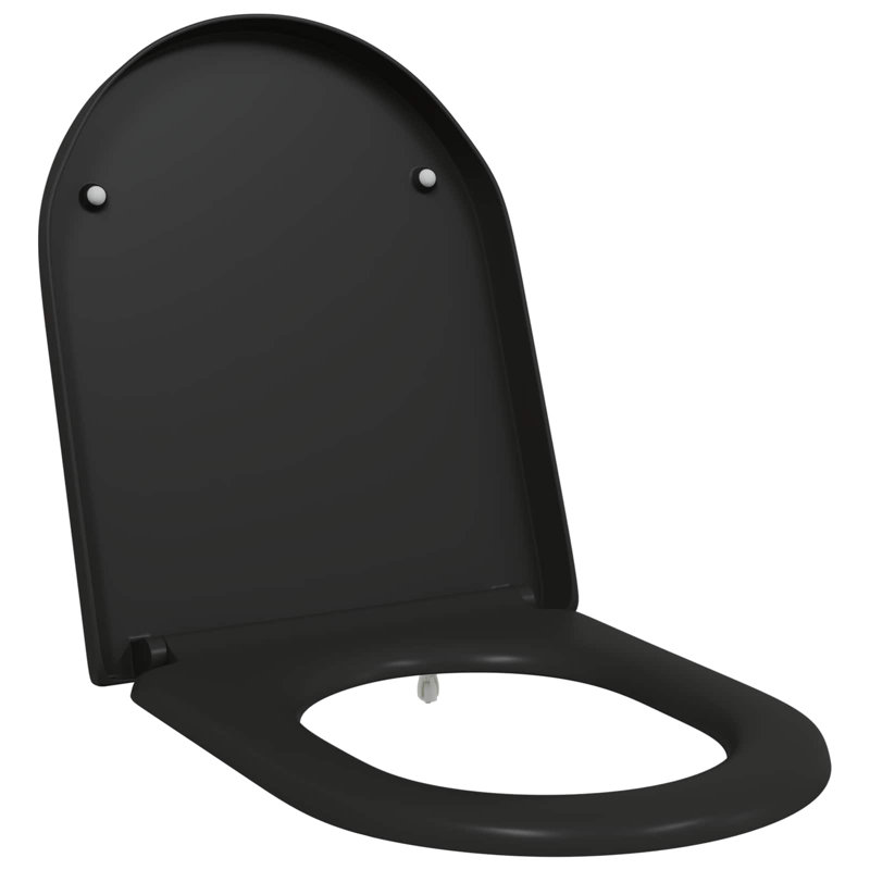 Grey Plastic Standard Adjustable Armrests Toilet Seat Oval, Black