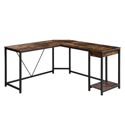 Denise L-Shaped Metal Base Computer Desk