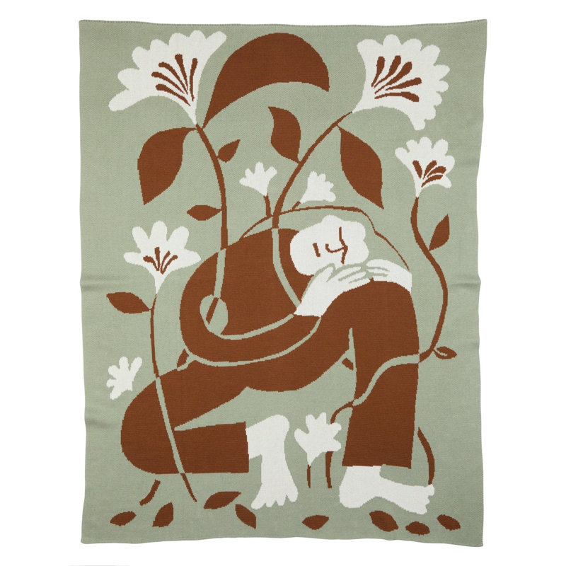 Grow Throw Blanket, Jade, Egyptian Cotton