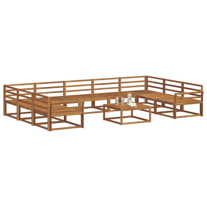  Outdoor Sofa Set 10 Pcs Natural Solid Acacia Wood