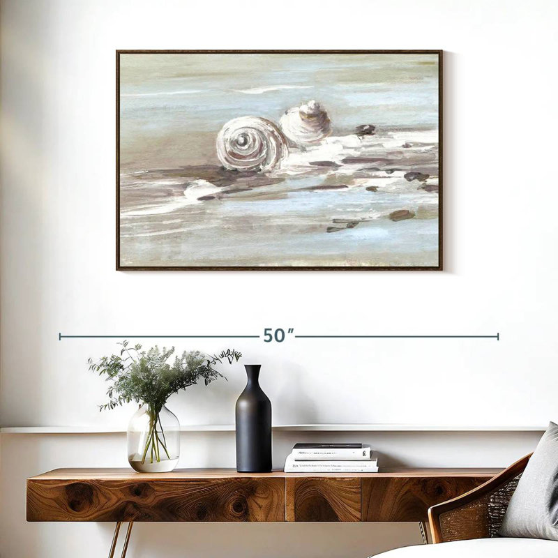 Lavé à terre II, 37 po x 25 po, Cadre flottant noyer