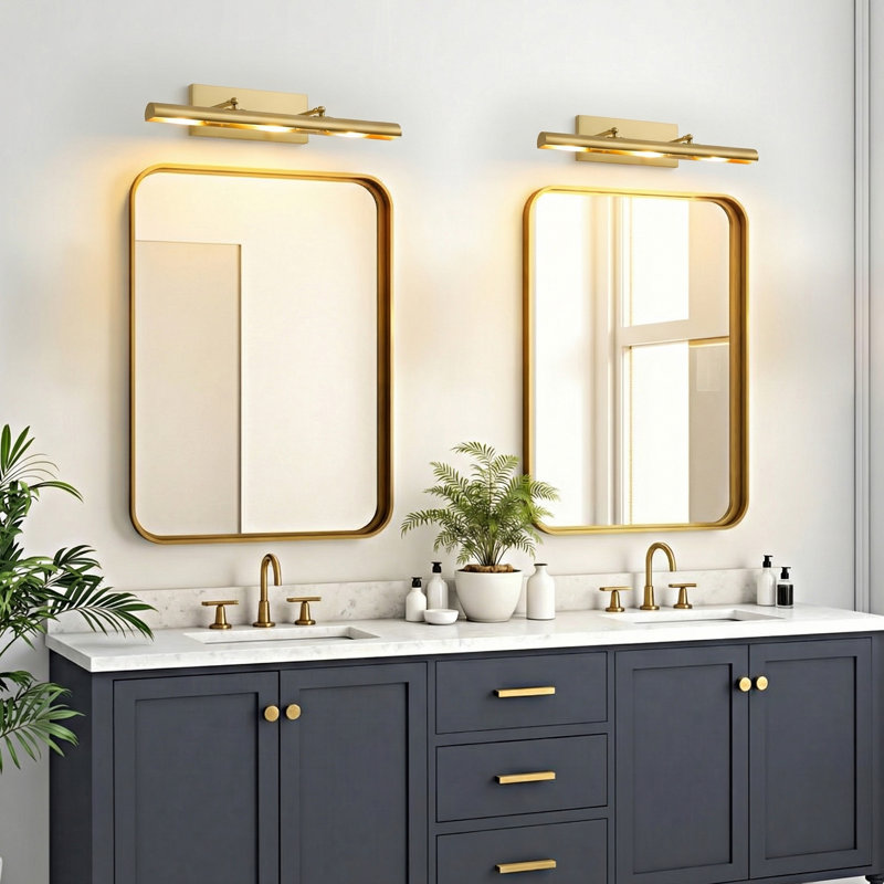 Adjustable Arm Wall Sconce With Gold Finish, 24-Inch Wide Modern Swing Arm Wall Light, Gold
