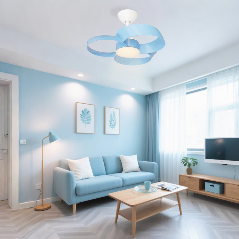 Soraya 22 in. Indoor Ceiling Fan with Dimmable Integrated LED and Remote Control, White, Blue