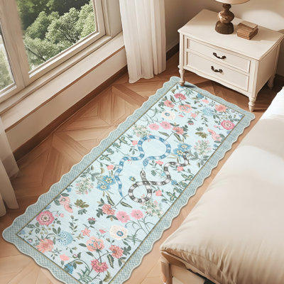 Tapis festonné moderne antidérapant Farmhouse Floral