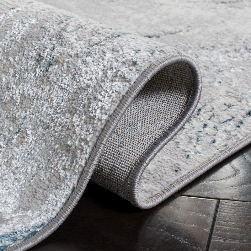Tapis gris / bleu Ameya, Carré 6 pi 7 po