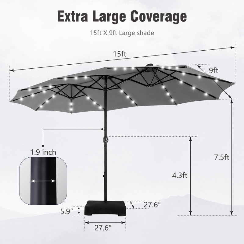 Yuliana 4m Market Parasol, Light Grey